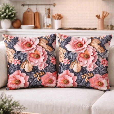 Наволочки декоративные 40х40 см с принтом Марцепановые цветы, чехол для подушки из ткани DUCK
