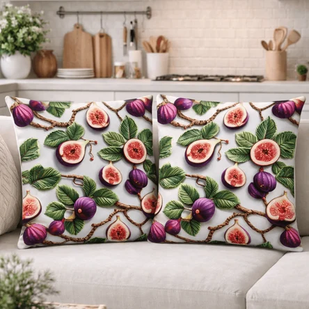Наволочки 5D декоративные 40х40 см с принтом Инжир, чехол для подушки из ткани DUCK