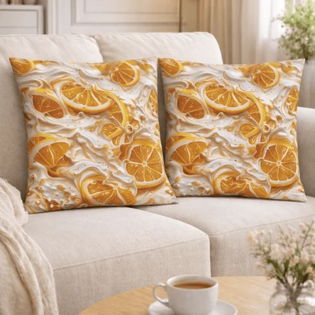 Наволочки декоративные 40х40 см с принтом Апельсины, чехол для подушки из ткани DUCK 2