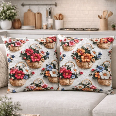 Наволочки 5D декоративные 40х40 см с принтом Корзина с цветами, чехол для подушки из ткани DUCK