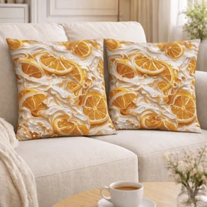 Наволочки декоративные 40х40 см с принтом Апельсины, чехол для подушки из ткани DUCK 2