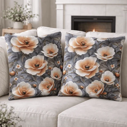 Наволочки декоративные 40х40 см с принтом Персиковые цветы, чехол для подушки из ткани DUCK