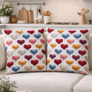 Наволочки декоративные 40х40 см с принтом Сердечки, чехол для подушки из ткани DUCK