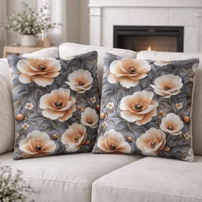 Наволочки декоративные 40х40 см с принтом Персиковые цветы, чехол для подушки из ткани DUCK