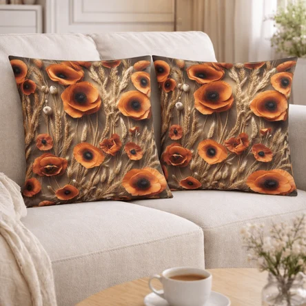 Наволочки декоративные 40х40 см с принтом Маки, чехол для подушки из ткани DUCK