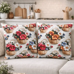 Наволочки 5D декоративные 40х40 см с принтом Корзина с цветами, чехол для подушки из ткани DUCK